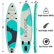 Load image into Gallery viewer, Kicode Inflatable Paddle Board for Adults (6 Inches Thick) Premium Stand Up SUP Accessories & Carry Bag, Waterproof Bag, Non-Slip Deck, Leash, Pump, Waterproof Phone Pouch, Green & Gray
