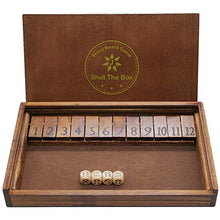 Load image into Gallery viewer, Juegoal Shut The Box Wooden Board Dice Game with 12 Numbers and Lid for Kids Adults Families, 2 Players and Up