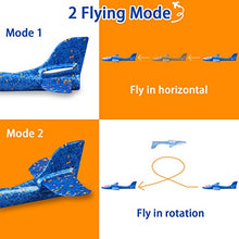Load image into Gallery viewer, 2 Pack LED Light Airplane,17.5" Large Throwing Foam Plane,2 Flight Mode Glider Plane,Flying Toy for Kids,Gifts for 3 4 5 6 7 8 9 Years Old Boy,Outdoor Sport Toys Birthday Party Favors Foam Airplane