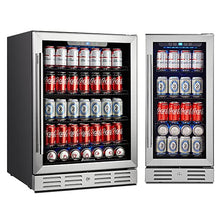 Load image into Gallery viewer, Kalamera 15 & 24 inch 96 or 154 Cans Capacity Beverage Cooler - Built in Counter or Freestanding - for Soda, Water, Beer or Wine - For Kitchen or Bar with Blue Interior Light