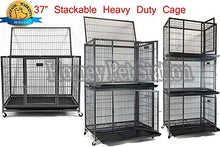 Load image into Gallery viewer, Homey Pet 37" Heavy Duty Metal Open Top Cage w/Floor Grid, Casters and Tray