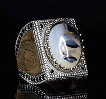 Load image into Gallery viewer, 925 Sterling Silver Men Ring, Yemeni Agate Natural Gemstone, (similar to stone will be sent) Free Express Shipping