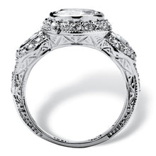 Load image into Gallery viewer, Sterling Silver Round Cubic Zirconia Bezel Set Vintage Style 3 Stone Bridal Ring Size 7