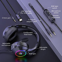Load image into Gallery viewer, Gaming Headset PC Headphones Over-Ear with Microphone 3.5mm Audio Jack RGB LED Lights for PS4 PS5 Xbox One Computer, Applicable Various Head Types (Adapter Not Included)