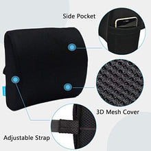 Load image into Gallery viewer, Coccyx Seat Cushion & Lumbar Support Pillow for Office Chair, Car, Wheelchair Memory Foam Chair Cushion for Sciatica, Lower Back & Tailbone Pain Relief Desk Pad with Adjustable Strap 3D Washable Cover