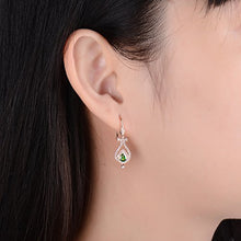 Load image into Gallery viewer, Lanmi 14k White Rose Yellow Gold Natural Emerald Sapphire Tourmaline Ruby Tsavorite Topaz Drop Dangle Earrings for Women Girls Valentine's Day Gift