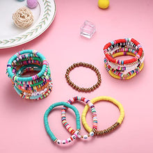 Load image into Gallery viewer, BESTEEL 18 Pcs Surfer Heishi Bracelets for Women Rainbow Vinyl Disc Beaded Stretch Bracelets Multiple Beach Surfer Bracelet Set