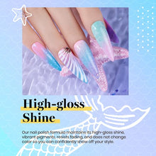 Load image into Gallery viewer, Beetles Gel Nail Polish Kit, Mermaid 20 Colors Soak Off Gel Polish Starter Kit with 1 Base Coat 1 Glossy & 1 Matte Top Coat 3 Nail Brushes 6 Colors Glitter 1 Mermaid Nail Stickers Holiday Gifts Set