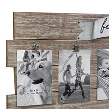 Load image into Gallery viewer, Stonebriar Rustic Wood Collage Picture Frame with Clips and Metal Detail Brown 26" x 11"