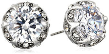 Load image into Gallery viewer, Betsey Johnson CZ Crystal Ruffled Halo Stud Earrings