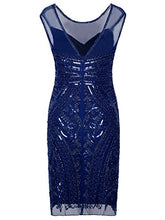 Load image into Gallery viewer, Vijiv 1920s Prom Wedding Dresses Inspired Sequins Cocktail Gatsby Flapper Dress Blue XL