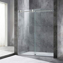 Load image into Gallery viewer, WOODBRIDGE Frameless Sliding, 56"-60" Width, 76" Height, 3/8" (10 mm) Clear Tempered Glass, Finish, Designed for Smooth Door Closing and Opening. MBSDC6076-C, C-Shower 60" X 76" Chrome I