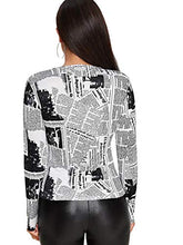 Load image into Gallery viewer, WDIRARA Women's Letter Print Mock Neck Tee Casual Long Sleeve Tee Tops Graphic Multicolor M
