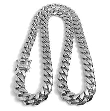 Load image into Gallery viewer, Hollywood Jewelry Gold Chain Necklace 14MM 14K White Gold Diamond Cut Smooth for Men Hip Hop Miami Cuban Link with a Warranty USA Made! (28)