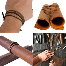 Load image into Gallery viewer, Real Leather Fabric Leather Sheets for Leather Earrings, Leather Wallet & Crafts – Genuine Full Grain Buffalo Leather, Not Faux Leather Sheets – Dark & Russet Brown (2 Sheets + Leather Cord)