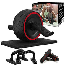Load image into Gallery viewer, NORSENS Ab Roller Wheel, 3-in-1 Ab Wheel Roller for Abdominal Exercise with Knee Pad, Adjustable Speed Jump Rope and Push up Bars, Exercise Equipment for Home Gym Office Workout