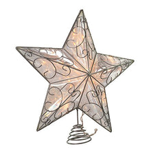 Load image into Gallery viewer, Snowfall Kurt Adler 10 Light 5 Point Silver Wire Star Treetop