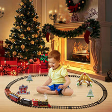Load image into Gallery viewer, Train Set - 2020 Updated Electric Train Toy for Boys Girls w/ Smokes, Lights & Sound, Railway Kits w/ Steam Locomotive Engine, Cargo Cars & Tracks, for 3 4 5 6 7 8+ Year Old Kids