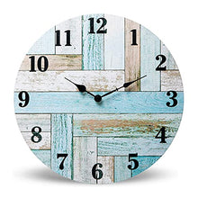 Load image into Gallery viewer, NIKKY HOME 16 Inch Beach Wall Clock, Rustic Silent Noiseless Spliced Wooden Coastal Nautical Battery Operated Clock for Bathroom, Kitchen