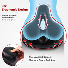 Load image into Gallery viewer, IPOW Comfort Bike Seat for Women or Men, Bicycle Saddle Replacement Padded Soft High Density Memory Foam with Dual Shock Absorbing Rubber Balls Suspension Universal Fit for Indoor/Outdoor Bikes, Black