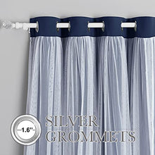 Load image into Gallery viewer, PONY DANCE Sliding Glass Door Blind - Blackout Curtains with White Sheer Grommet Top Decoration for Living Room Bedroom, 100" Wide x 84" Long, Navy Blue, 1 Panel