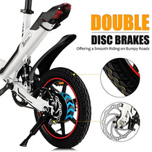 Load image into Gallery viewer, Electric Bike, Sailnovo Electric Bicycle with 18.5mph 45Miles Electric Bikes for Adults Teens E Bike with Pedals, 14" Waterproof Folding Mini Bikes with Dual Disc Brakes, 36V 10.4Ah Battery