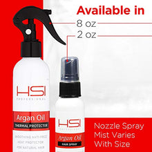 Load image into Gallery viewer, HSI PROFESSIONAL Argan Oil Heat Protector | Protect up to 450º F from Flat Irons & Hot Blow Dry | Sulfate Free, Prevents Damage & Breakage | Made in the USA | 8 Ounce, Packaging May Vary