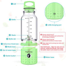 Load image into Gallery viewer, PopBabies Smoothie Blender, Portable Blender for single-serve Personal Blender, USB rechargeable Blender to go Updated Version Apple Green