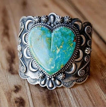 Load image into Gallery viewer, LVSHI 925 Sterling Silver Ring Climbing Love Turquoise Cut Natural Turquoise Bridal Ring Women's Ring Jewelry Birthday Proposal Hollow Engagement Party Band Rings Size 6-10 (Size 7)