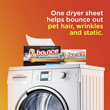 Load image into Gallery viewer, Bounce Pet Hair and Lint Guard Mega Dryer Sheets for Laundry, Fabric Softener with 3X Pet Hair Fighters, Fresh Scent, 120 Count, White
