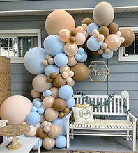 Load image into Gallery viewer, 146PCS Brown Nude Coffee Blue Boho Balloons Balloon Garland Arch Kit, Safari Wild One Teddy Bear We Can Bearly Wait Baby Shower Gender Reveal Birthday Theme Party Decorations for Boys Boy Girl