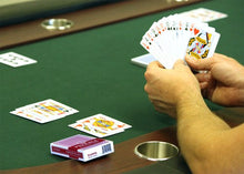 Load image into Gallery viewer, 12 Pinochle Playing Card Decks, Red/Blue - Wide Size Regular Index Playing Cards Bulk Set - 48-Card Pre-Made Plastic-Coated Custom Decks - Tabletop Games & Accessories - Collector Items, Toys & Family