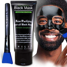 Load image into Gallery viewer, SHILLS Charcoal Mask for Men, Purifying Peel Off Mask, Black Mask Peel Off, Black Mask Deep Clean Pore, Blackhead Remover, 1 Bottle (1.69 fl. oz) and a Brush Set