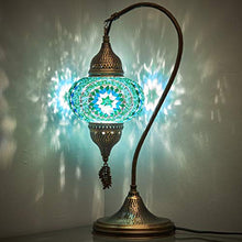 Load image into Gallery viewer, (18 Variations) CopperBull 2020 Turkish Moroccan Tiffany Style Handmade Colorful Mosaic Table Desk Bedside Night Swan Neck Lamp Light Lampshade, 19"