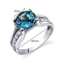 Load image into Gallery viewer, London Blue Topaz Solitaire Style Ring Sterling Silver 2.25 Carats Size 9