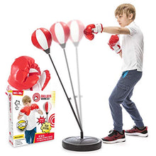 Load image into Gallery viewer, whoobli Punching Bag for Kids Incl Boxing Gloves | 3-8 Years Old Adjustable Kids Punching Bag with Stand | Boxing Bag Set Toy for Boys & Girls