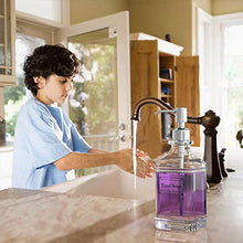 Load image into Gallery viewer, GLADPURE Soap Dispenser - 2 Pack, 18 Oz Antique Design Thick Glass Hand Soap Dispensers; with 304 Rust Proof Stainless Steel Pump, 6Pcs Clear Stickers, for Kitchen, Bathroom