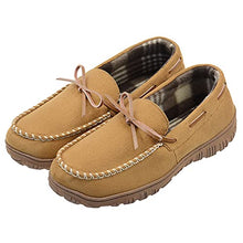 Load image into Gallery viewer, LseLom Mens Moccasin Slippers Indoor Outdoor Memory Foam Arch Support Slippers for Men Cozy House Shoes with Rubber Soles Beige Size 8