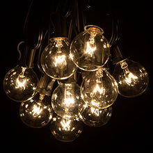 Load image into Gallery viewer, 50 Foot Globe String Lights - Black Wire - 50 G40 Clear Bulbs (+ 2 Free Spares) for Patio Deck Cafe Bistro and Outdoor Lighting