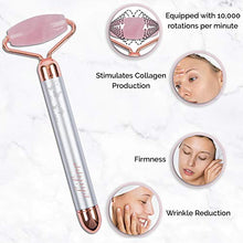 Load image into Gallery viewer, PHILIPP MURILLO 4 in 1 vibrating rose quartz roller-face roller set,jade roller for face,face massager,under eye roller,skin roller/facial roller/beauty roller T and V 24k beauty bar