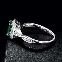 Load image into Gallery viewer, Lanmi 14K White Gold Natural Green Emerald Diamonds Rings Engagement Promise for Women