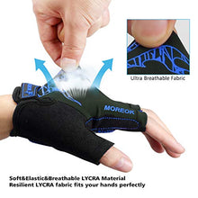 Load image into Gallery viewer, MOREOK Mens Cycling Gloves,Half Finger Biking Glove MTB DH Road Bicycle Gloves Gel Pad Shock-Absorbing Anti-Slip Breathable Motorcycle Mountain Bike Gloves Unisex Women AK050-Blue-M
