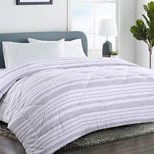 Load image into Gallery viewer, COHOME Queen 2100 Series Cooling Comforter Down Alternative Quilted Duvet Insert with Corner Tabs All-Season - Luxury Snuggly Hotel Comforter - Reversible - Machine Washable- Grey/White Stripe