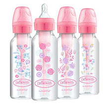 Load image into Gallery viewer, Dr. Brown's Options+ Baby Bottles, 8 oz/250ml, Narrow Bottle, Pink Floral Designs, 4 Pack