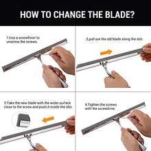 Load image into Gallery viewer, Squeegee for Shower Glass Door, 12-Inch All-Purpose Shower Squeegee for Bathroom, Car Window and Tiles with Adhesive Holder & 1 Replacement Squeegee Blade, Stainless Steel