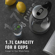 Load image into Gallery viewer, HadinEEon Electric Kettle 1.7L Glass Electric Tea Kettle (BPA Free) Cordless Teapot, Portable Electric Hot Water Kettle with Auto Shutoff Protection, Stainless Steel Lid & Bottom