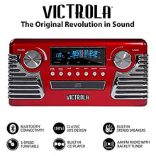 Load image into Gallery viewer, Victrola 50's Retro Bluetooth Record Player & Multimedia Center with Built-in Speakers - 3-Speed Turntable, CD Player, AM/FM Radio | Vinyl to MP3 Recording | Wireless Music Streaming | Red