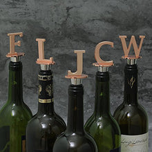 Load image into Gallery viewer, Wine and Beverage Bottle Stopper With Rose Gold Finish,J-Initial (Letter J)