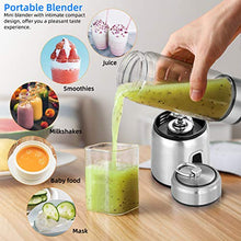 Load image into Gallery viewer, Smoothie Blender Cup,LINBO Portable Blender Juicer Cup, Multifunctional Small Blender for Shakes and Smoothies,Usb Rechargeable, Stainless Steel, Borosilicate Glass