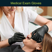 Load image into Gallery viewer, Black Vinyl Disposable Gloves Medium 50 Pack - Latex Free, Powder Free Medical Exam Gloves - Surgical, Home, Cleaning, and Food Gloves - 3 Mil Thickness